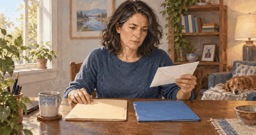 Conceptual painting of a person weighing retirement savings against household expenses.