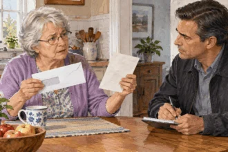 Conceptual painting of a resident reporting a suspicious piece of mail.