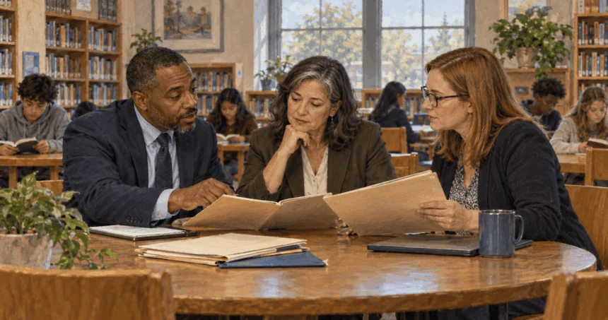 School leaders compare education resources across levels of government.