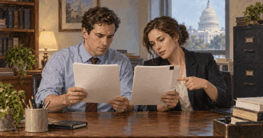 Congressional aides compare a plain bill with one carrying an attached provision.