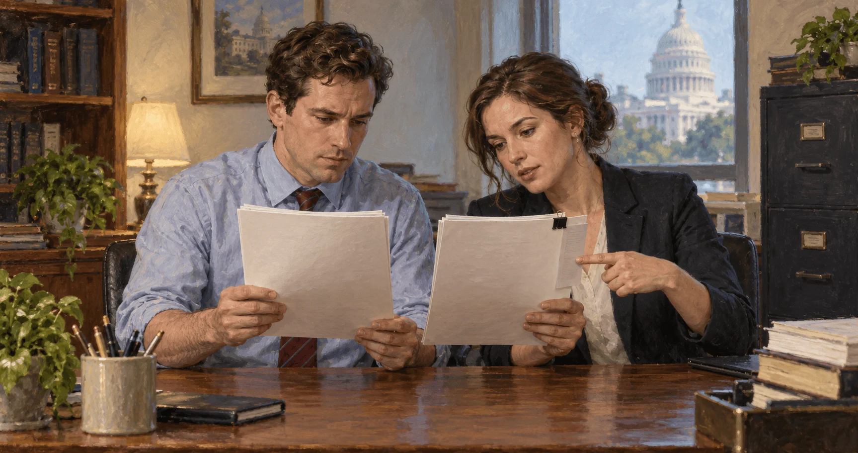 Congressional aides compare a plain bill with one carrying an attached provision.
