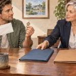 Tax preparer and client comparing wage and asset-sale folders.