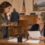 Conceptual painting of resident asks a city clerk about a blank agenda after a small town council meeting.
