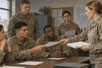 Guard and Reserve members attend an activation briefing.