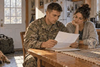 A reserve member and partner prepare for mobilization at home.