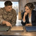 Conceptual watercolor of a Guard member and adviser comparing three duty folders.