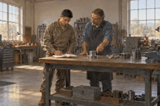A service member logs practical trade work with a mentor.