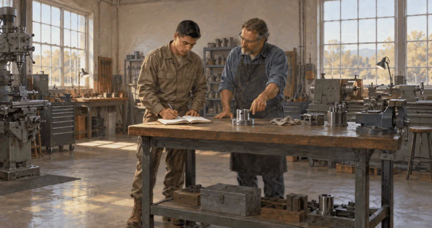 A service member logs practical trade work with a mentor.