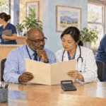Conceptual painting showing access, cost and quality work in one community clinic.
