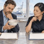 Conceptual painting of an importer and broker reviewing how a tariff would be calculated.