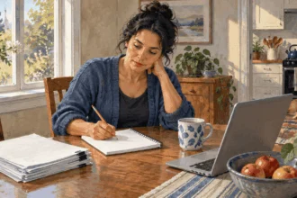 Painted illustration of a resident drafting a comment on a proposed federal rule.