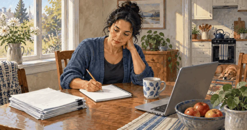 Painted illustration of a resident drafting a comment on a proposed federal rule.