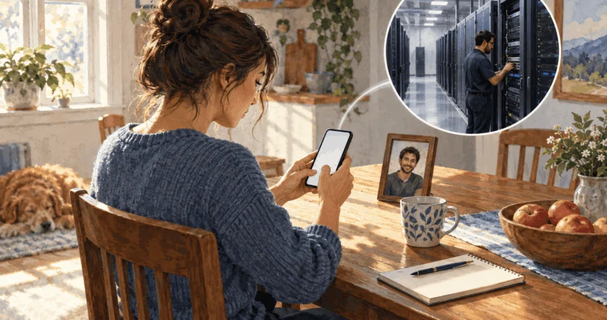 Conceptual painting of a private message and remote data storage.