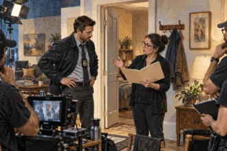 A legal adviser discusses a staged television police search.