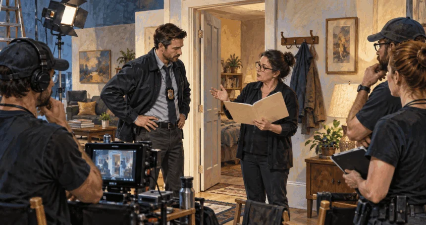 A legal adviser discusses a staged television police search.