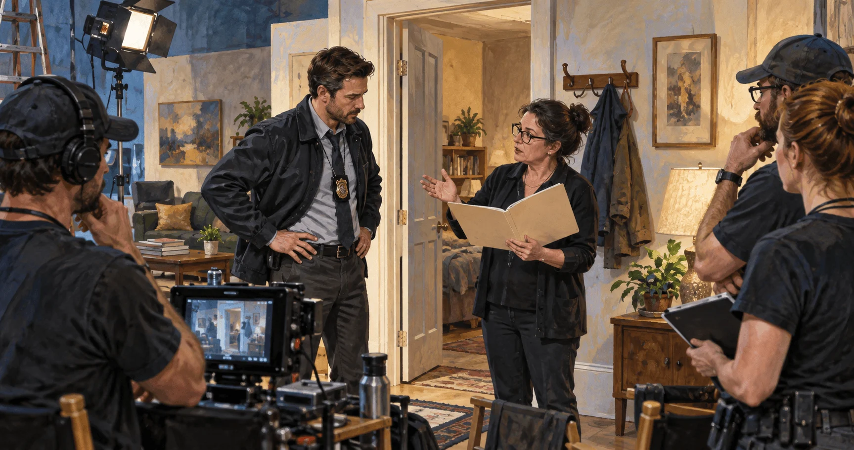 A legal adviser discusses a staged television police search.