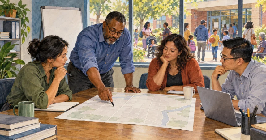 Demographers examining neighborhood change at a planning office.