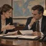 Advisers prepare a briefing folder for a presidential phone call.