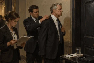 A presidential personal aide prepares practical items before a speech.