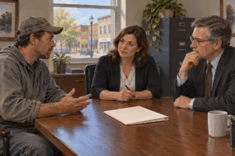 A city employee discusses a workplace concern with municipal staff.