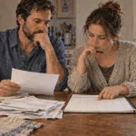 A federal worker and partner review household bills during a shutdown.