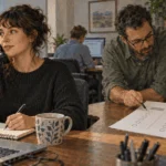 A pollster records a respondent’s choice in a neutral election survey.