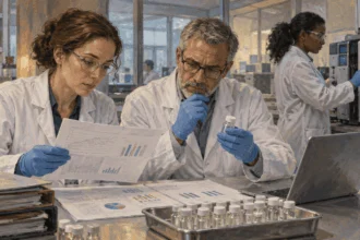 Scientists review medicine-safety evidence and sample quality.
