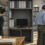 Conceptual painting of researchers searching for less accessible case records.