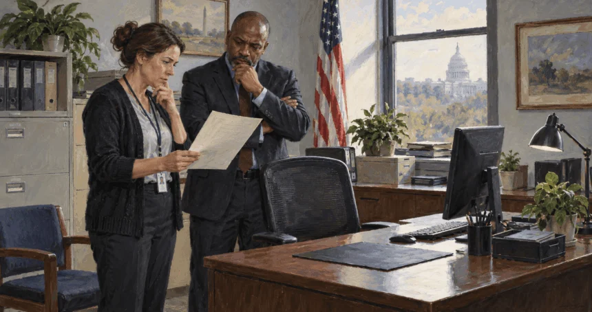 Agency staff review an unfilled position and a staffing request.
