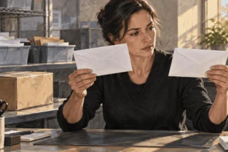 Conceptual painting of an inspector examining mail in a fraud inquiry.