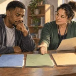 Conceptual painting of a person and counselor planning reentry.