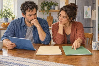 Adult comparing health-coverage options after job loss.